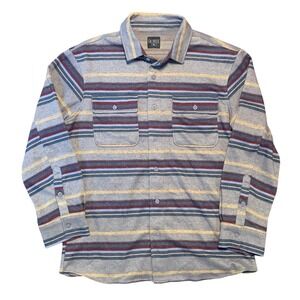 Caliville Mens XL Long Sleeve Butto-Up Shirt Grey Striped Knit